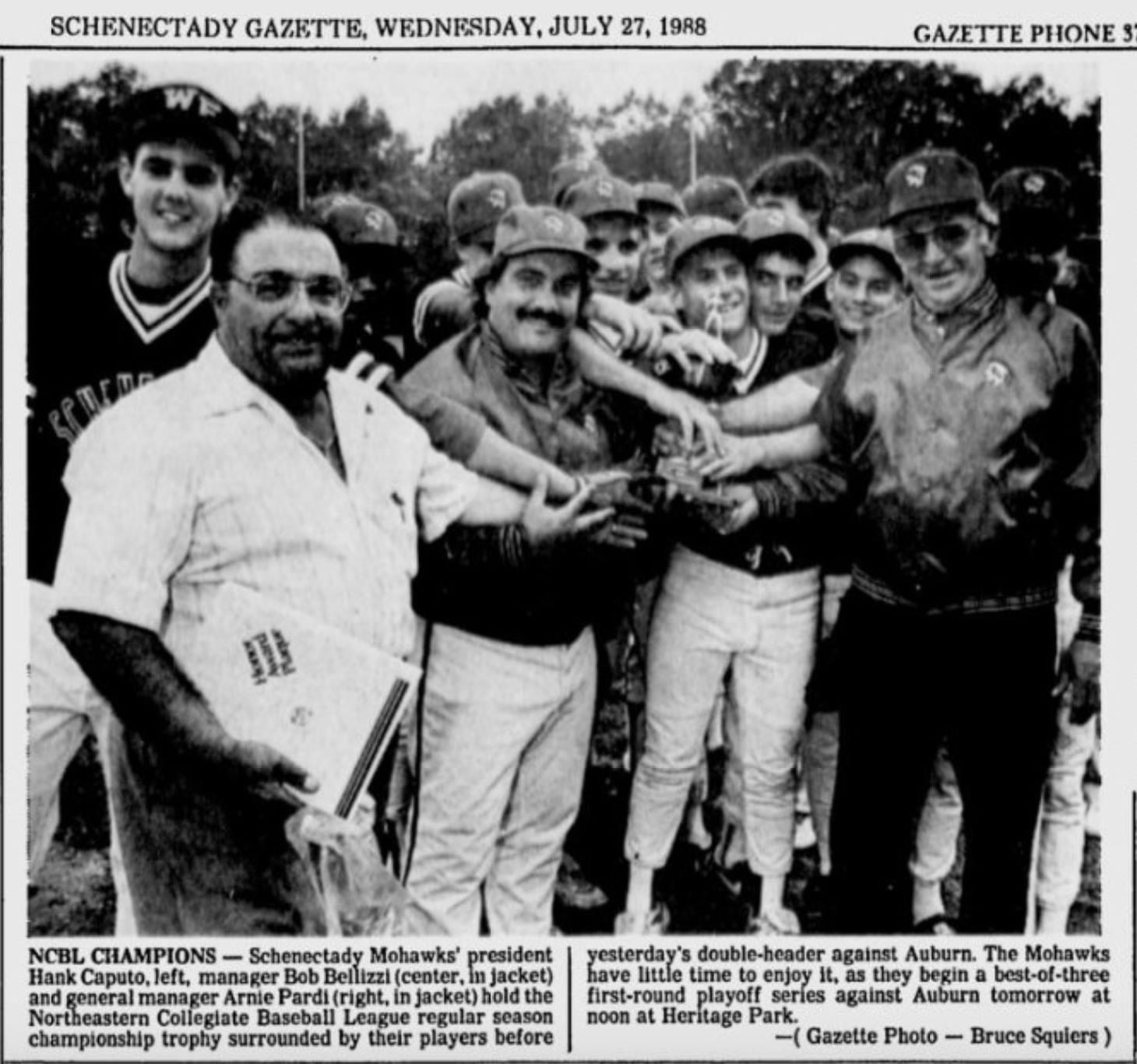 1988 Mohawks celebrate winning the regular season title