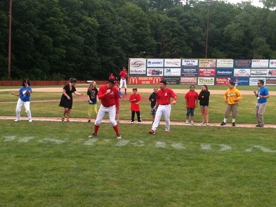 Zak Colby and BP's Matt Gage show off their moves during the Cha Cha Slide