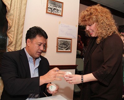 Montgomery County Chamber President Deb Auspelmyer with Ron Darling