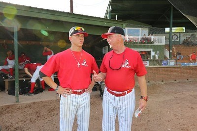 Kyle Barrett (Kentucky) talks with head coach Keith Griffin