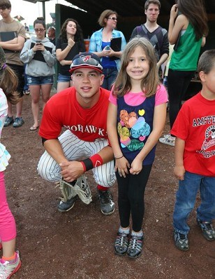 Third Basemen Brian Ruby (Binghamton) and his baseball buddy