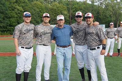 Blake Logan, Joe Purritano, Brendan Tracy and Jack Czeszewski with their host dad