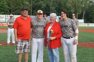 Tom Kain and Alex DeBellis with their host family