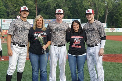 John McCarren, Connor Johnstone and Jonathan Pryor with their host family