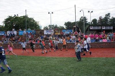 Trick-or-treating on the field