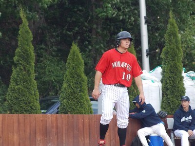 Josh Gardiner of Radford takes a lead off third base in the second inning