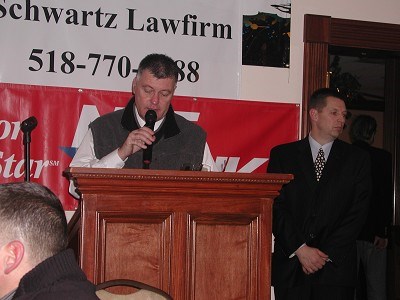 Mohawks GM Bill Terlecky and emcee Fox23 Sports Rich Becker