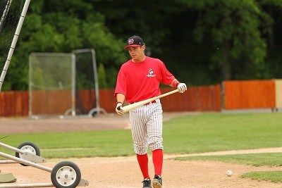 Josh Gardiner (Radford) finishes his round of BP