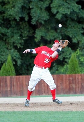 Third basemen Jordan Ebert (Auburn) catches a Landon Thibodeaux pop up in the fourth inning