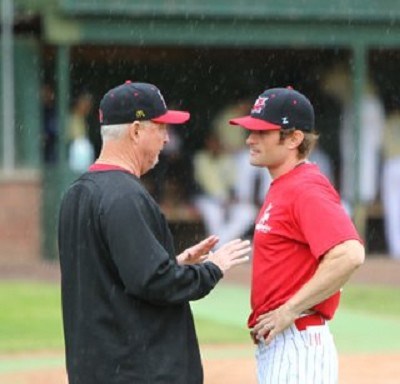 Head Coach Keith Griffin talks with Assistant Coach Mike Brown