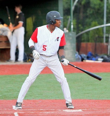 JaVon Shelby of Kentucky stands in for his at-bat.