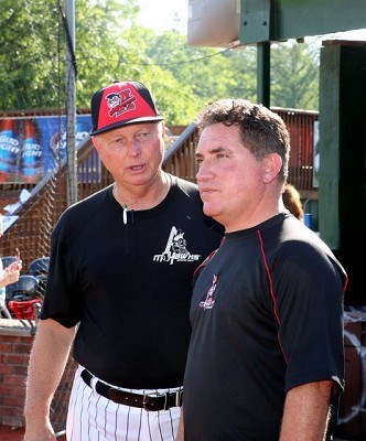 Head coach Keith Griffin talks to GM Brian Spagnola.